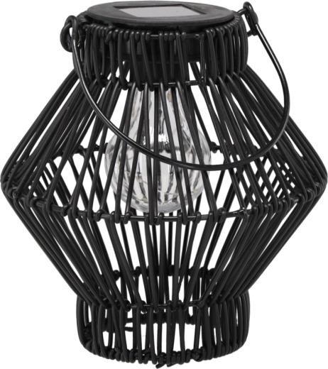 Solární kovový lampion černý 19 cm s LED
