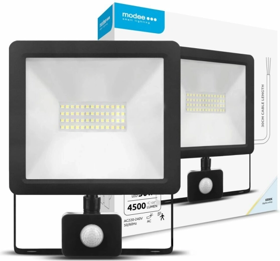 LED reflektor se senzorem pohybu 50 W, 120°, 6000 K, 4500 lm – Modee Lighting A2 Series