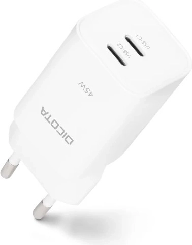 GaN nabíječka 45 W 2× USB-C bílá (EU)