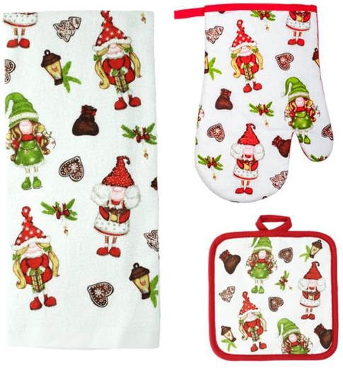 Kuchyňský set Elfíci – rukavice, chňapka a utěrka