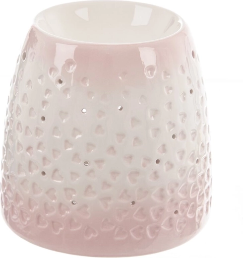 Keramická aromalampa srdce růžovo-bílá 13 cm