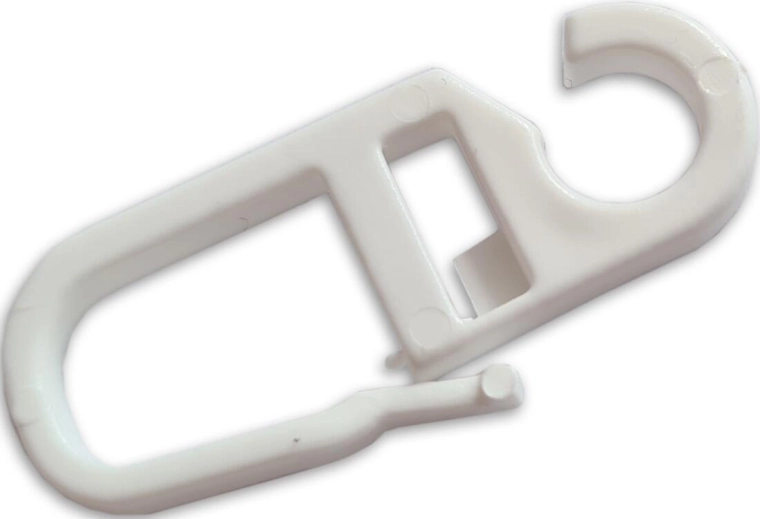 Plastový záclonový háček, bílý, balení 10 ks