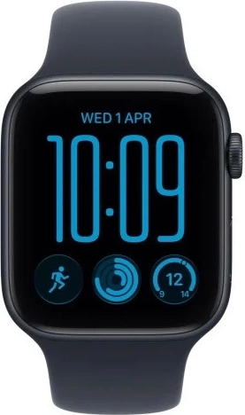 Apple Watch SE 3 GPS 40 mm s hliníkovým pouzdrem v barvě půlnoc a tmavě modrým sportovním řemínkem S/M