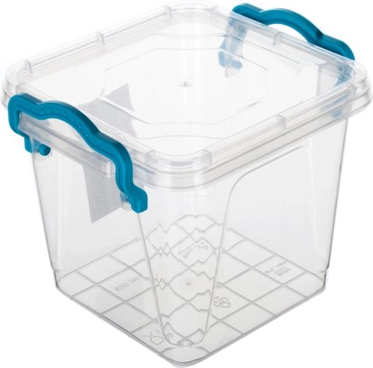 Dóza GEMA čtvercová 0,6 l s tyrkysovými madly