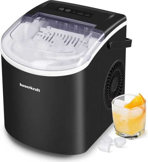 Tichý automatický výrobník ledu Bauerkraft 12 kg/24 h černý