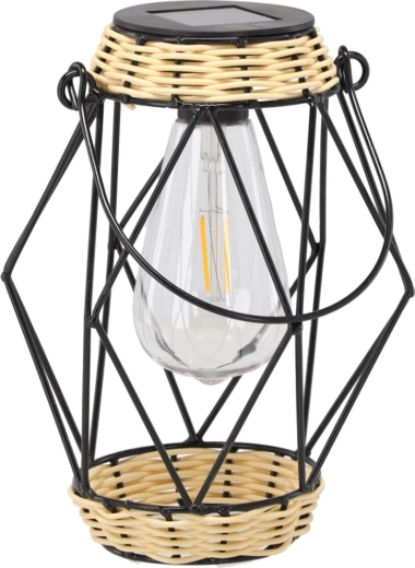 Solární kovový lucernový svícen 22 cm, černý, LED