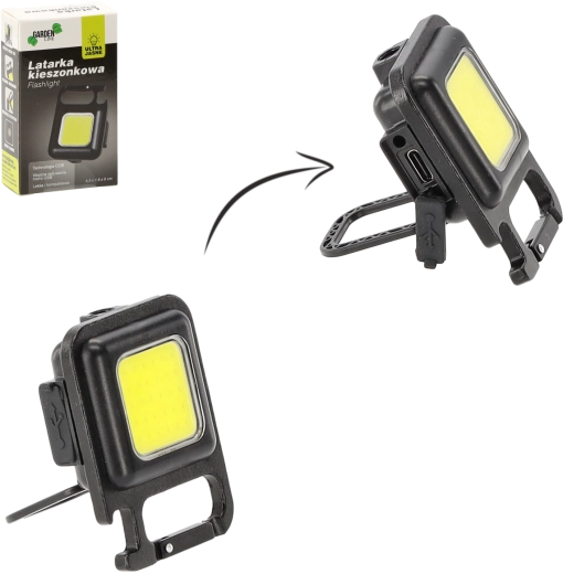 Mini kapesní LED svítilna s magnetem a stojánkem, nabíjení micro USB
