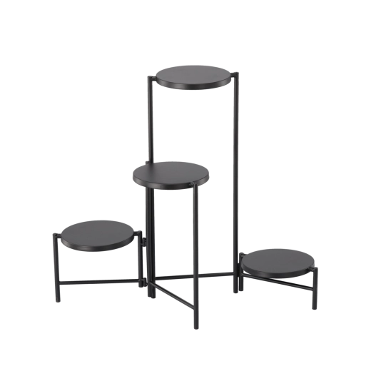 Čtyřúrovňový kovový stojan na květiny, černý