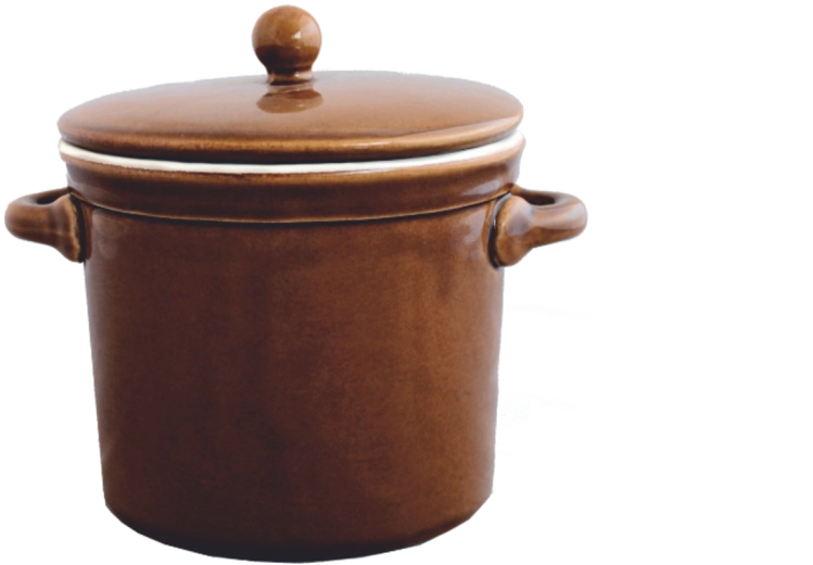 Keramický hrnec s víkem 1 l hnědý