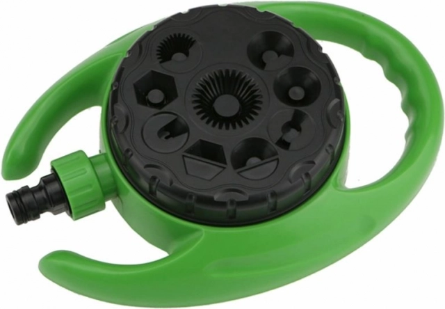 Zelený zahradní postřikovač s 9 funkcemi a dešťovou sprchou