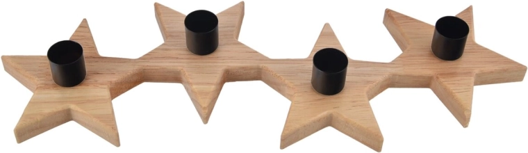 Adventní svícen ze dřeva ve tvaru hvězdy 36 × 12 × 4 cm