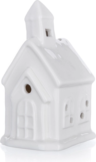 Porcelánový LED domeček – bílá dekorace s mihotavým světlem