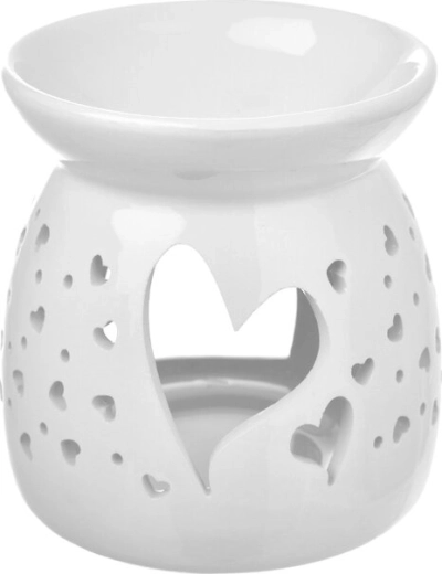 Porcelánová aromalampa s motivem srdce bílá