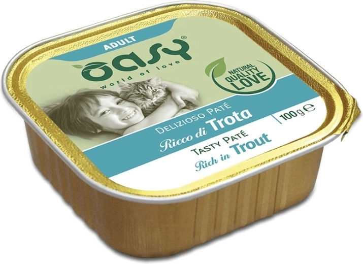 Oasy Tasty Pate pro dospělé kočky s pstruhem 100 g