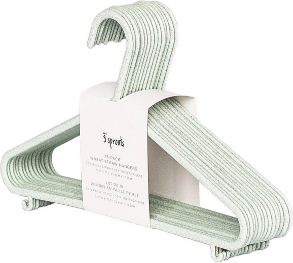 3 Sprouts dětská ramínka z pšeničné slámy Seafoam, 15 ks