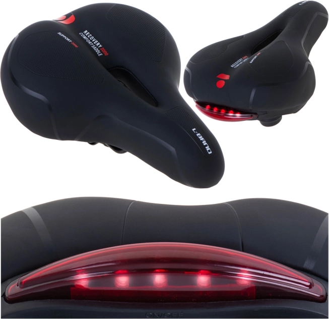 Cyklistické sedlo Rallex komfortní s výřezem a zadním LED světlem