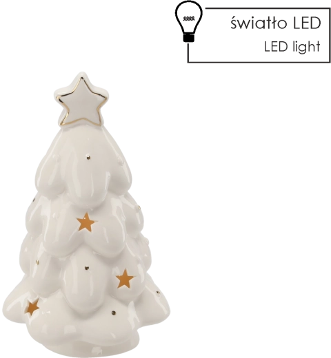 Vánoční keramický stromek s LED osvětlením, bílý