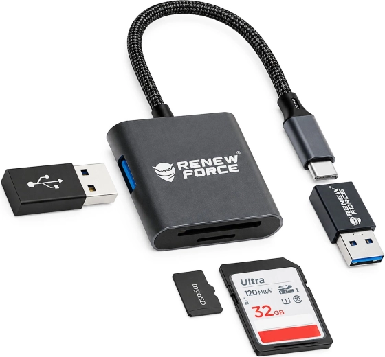 Čtečka paměťových karet USB‑C 3v1 Renew Force