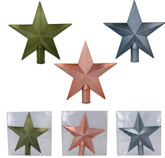 Vánoční špice hvězda 20 cm – olivová, měděná a grafitová