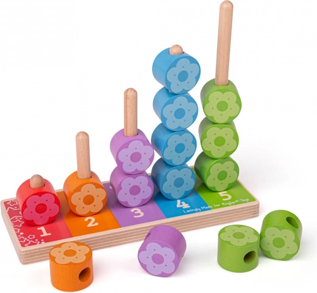 Dřevěné nasazování barevných květinek BIGJIGS