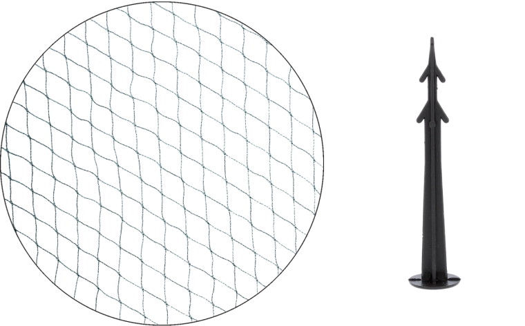 Ochranná síť proti ptákům 8 × 20 m zelená + 16 kotevních kolíků