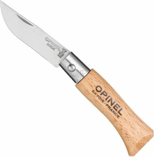 Opinel N°02 Inox kapesní nůž 3,5 cm z bukového dřeva