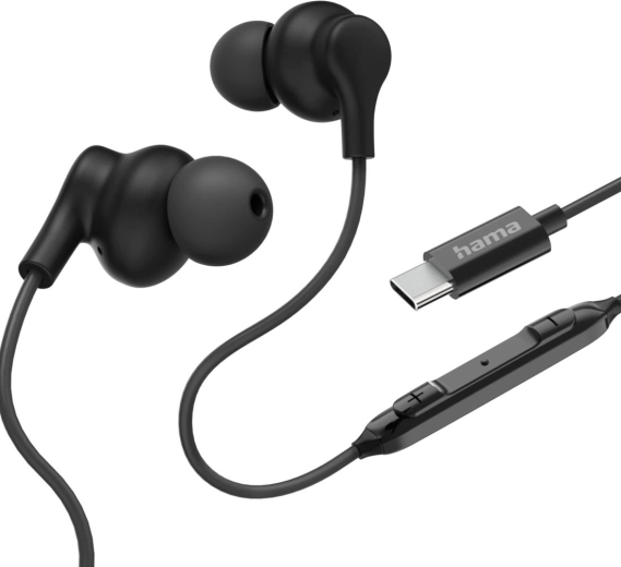 Hama Curly USB-C černá špuntová sluchátka