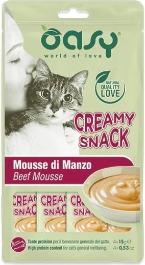 Oasy krémová pochoutka pro kočky hovězí 4×15 g