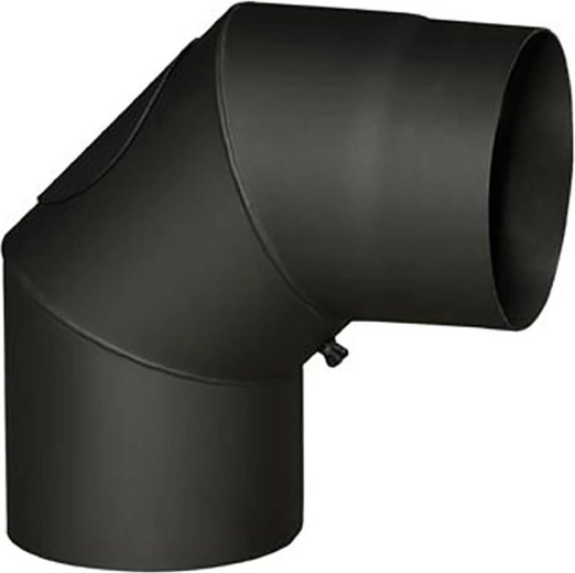 Kouřové koleno s otvorem 160 mm, 90°, tloušťka 1,5 mm, černé