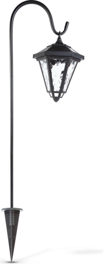 Solární LED lucerna na zápichu 80 cm černá se studeným bílým světlem