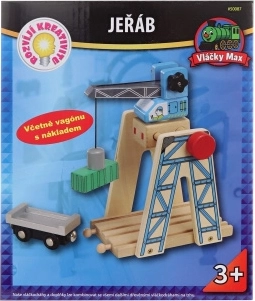 MAXIM Dřevěný jeřáb s doplňky k vláčkodráze