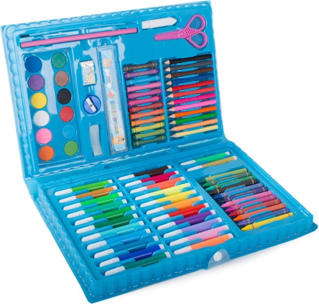 Výtvarná sada v kufříku 86 ks – pastelky, fixy a akvarely