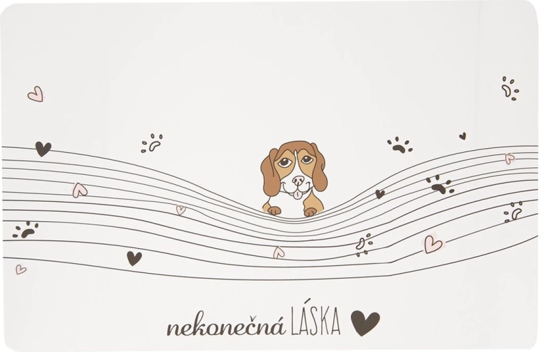 Prostírání z umělé hmoty Nekonečná láska s motivem psa 43 × 28 cm