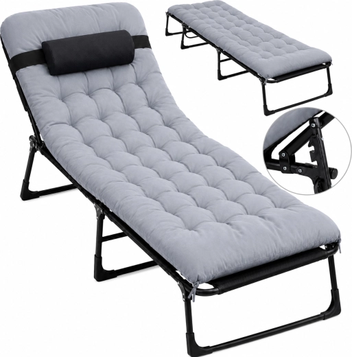 Skládací turistické lůžko Premium 200 × 68 cm černo-šedé