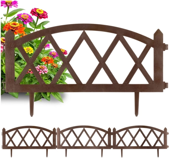 Zahradní okrajový plůtek hnědý 57 × 25 cm, sada 4 ks