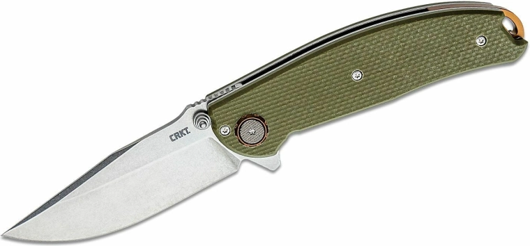 CRKT Butte kapesní nůž s asistovaným otevíráním, D2, stonewash, zelený G10