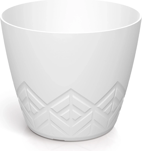 Plastový květináč Areco 11,9 cm – bílý, geometrický vzor