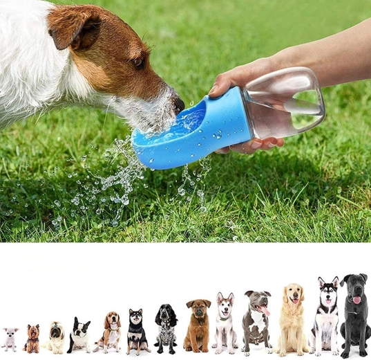 Přenosná láhev na vodu pro psa a kočku s integrovanou miskou 350 ml