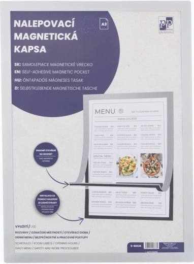 Nalepovací magnetická kapsa A3 se stříbrným okrajem