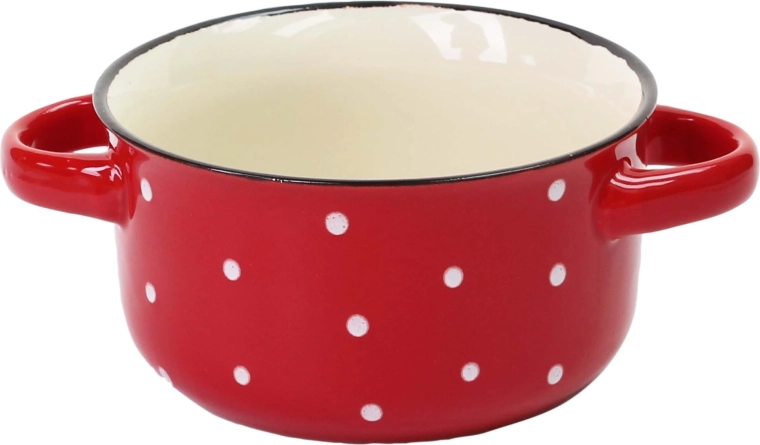 Keramická miska červená s bílými puntíky 580 ml