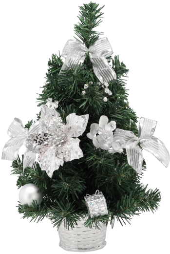 Stříbrný vánoční stromeček s LED osvětlením 40 cm