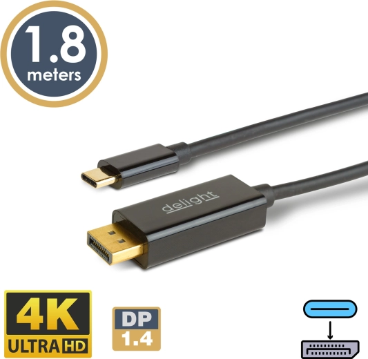 Kabel USB-C na DisplayPort 1.4 4K, 1,8 m