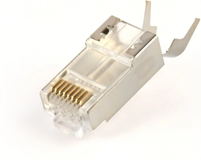Stíněný průchozí modulární konektor RJ45 Cat7, pozlacený 15 µ, 10 ks