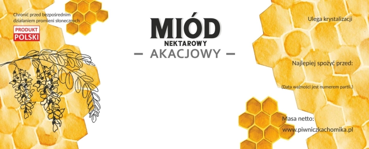 Sada 100 etiket na akátový květový med 154 × 60 mm