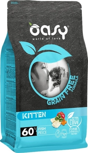 Oasy Grain Free Kitten Fish 7,5 kg – bezobilné granule pro koťata