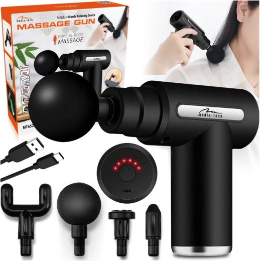 Masážní pistole Massage Gun se 4 hlavicemi