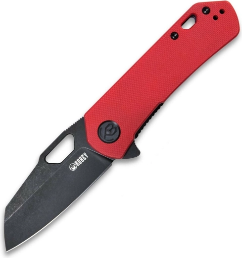 skládací nůž Kubey Duroc, černá stonewash čepel AUS-10, červená rukojeť G10, klip