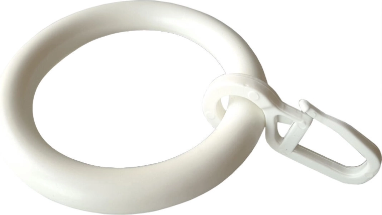 Záclonové kroužky s háčkem, bílé (10 ks)