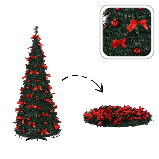 Skládací umělý vánoční stromek Nina 150 cm se 100 LED osvětlením - 1 kus
