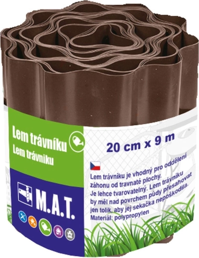 Plastový lem trávníku 20 cm × 9 m, hnědý